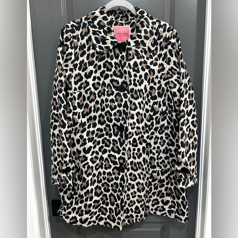 Kate Spade Animal Print Swing Trench Coat